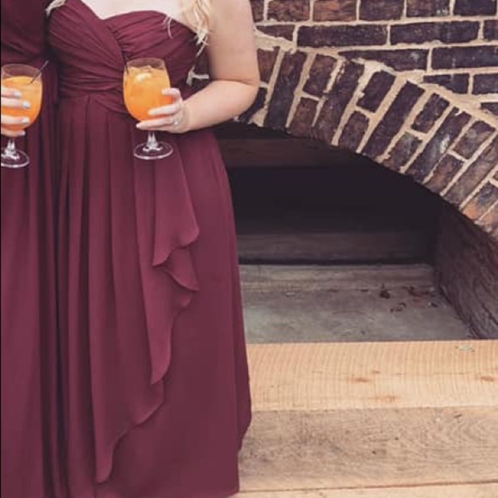 Wine David’s Bridal Bridesmaid Dress